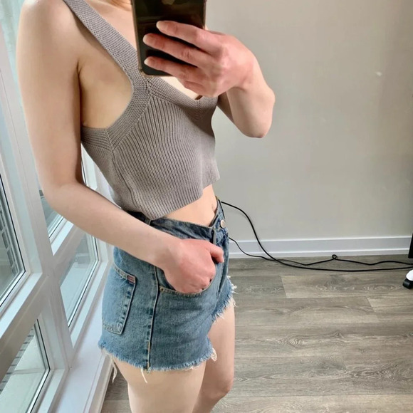 Urban Outfitters BDG Jean Shorts Jorts Distressed High Waist Cut off Denim Small - Picture 15 of 16